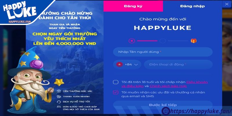 Truy cập trang chủ chính thức để đăng ký Happyluke